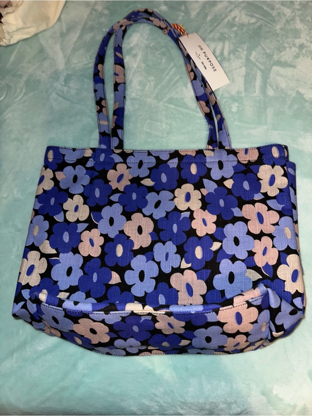 kate spade On Purpose Blue and Pink Floral Bow Tote - Picture 3 of 4